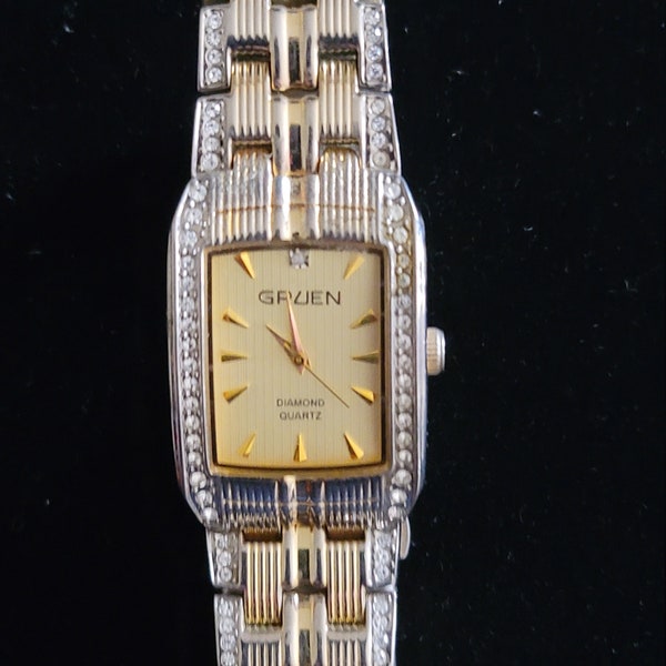 Vintage Gruen Quartz Watch Gold Silver Tone