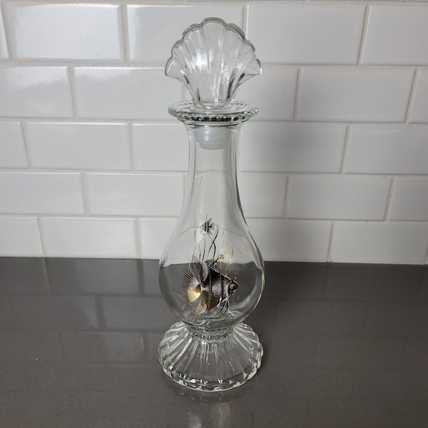 Vintage Avon Glass Flower Bud Vase Sea Fantasy Bottle Empty with Stopper