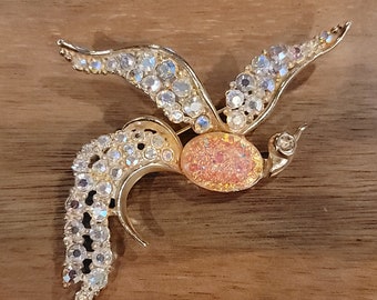 WCRAZYE Spilla A Forma Di Pavone Con Strass E Cristalli, 5,3x10 Cm, Con Nappe, Per Donne, Abiti Da Sera E Matrimoni