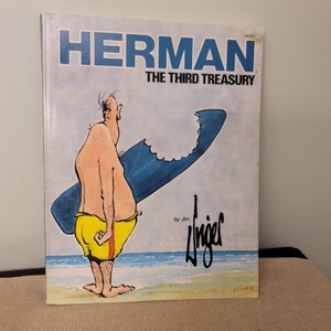 Bande dessinée Herman Le troisième Trésor Jim Unger des années 80, bande dessinée, livre de poche, café
