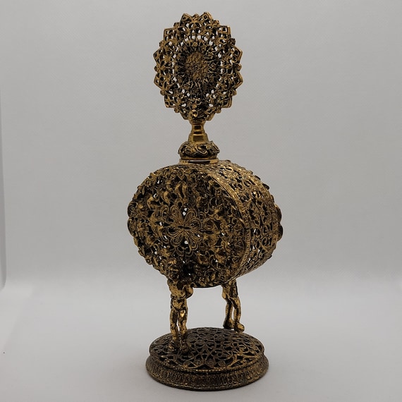 Rare Antique Art Nouveau Perfume Bottle with Brass an… - Gem