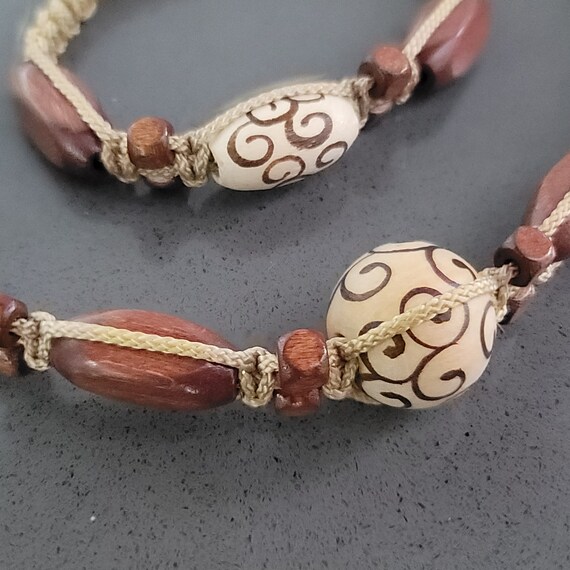 Vintage Beaded Braided Macrame Chocker Necklace B… - image 3