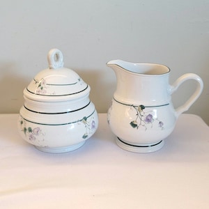 Vintage Floral Cream and Sugar Bowl Set