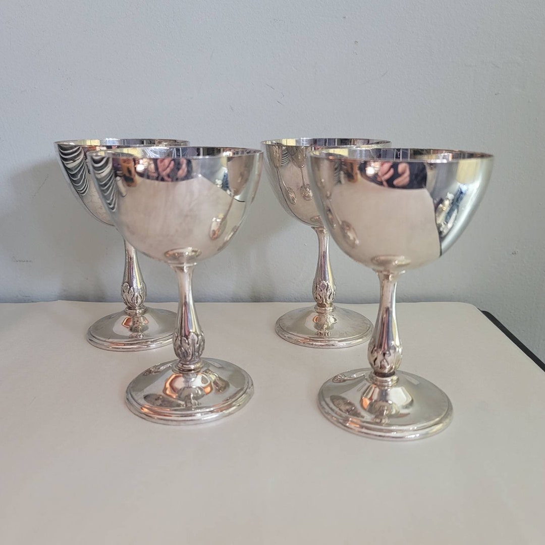 4 Viking Wine Goblets Silver Goblet Marlboro E P Brass Etsy