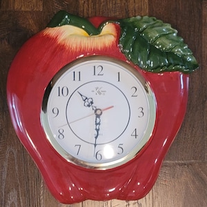 ヴィンテージのリンゴ型キッチン装飾セラミック壁掛け時計 - Works