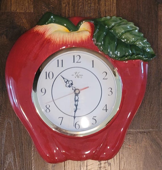 ヴィンテージのリンゴ型キッチン装飾セラミック壁掛け時計