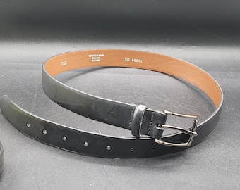 Cinturón de cuero vintage negro de 34 a 39 pulgadas