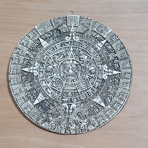 Vintage Aztec calendar wall decor Mexica calendar Aztec sun stone Mexico Maya Mayan calendar Aztec wall art 9 inch