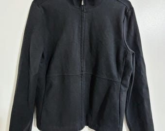 Talbot Zip up Cardigan Sweater Size Large Pockets Vintage Black
