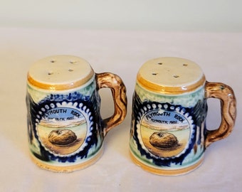 Souvenir Salt and Pepper Mug Shakers Plymouth Rock GNCO