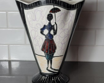 Jarrón italiano vintage de cerámica de los años 50