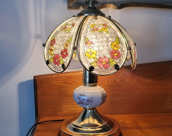 Lámpara Marco Polo Floral de Cristal y Porcelana en Tono Dorado