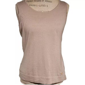 Rena Lange Women Knit Top blouse  Cashmere Silk Wool Beige Sleeveless Capsule Size M