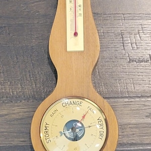 Vintage Barometer of Precision France Hydrometer Brown Wood