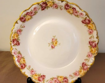 Limoges France Plate Floral Gold Trim