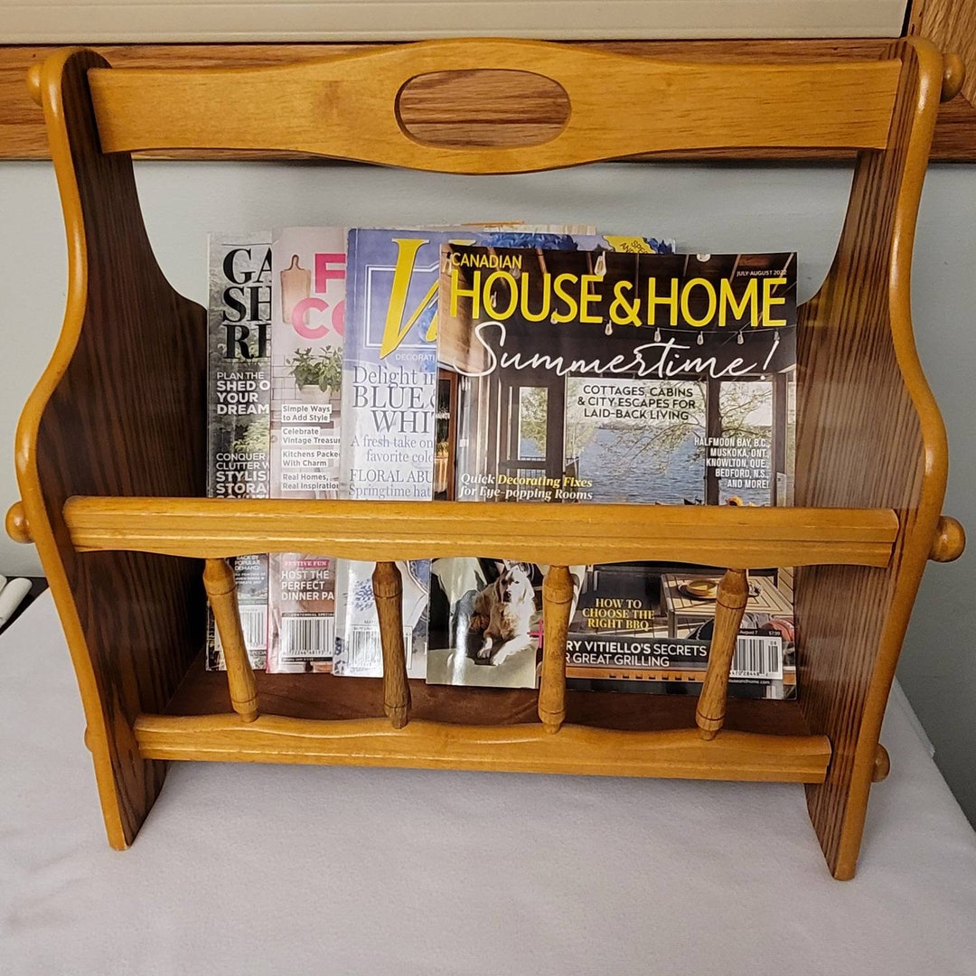 Vintage Wood Magazine Rack Magazine Rack Retro Magazine Rack Etsy