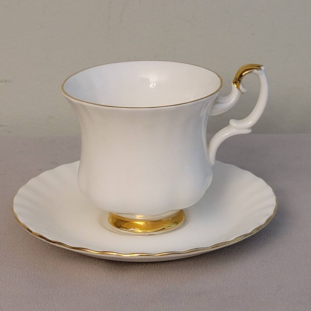 Royal Alberta White Gold Tea Cup and Saucer Vintage Etsy