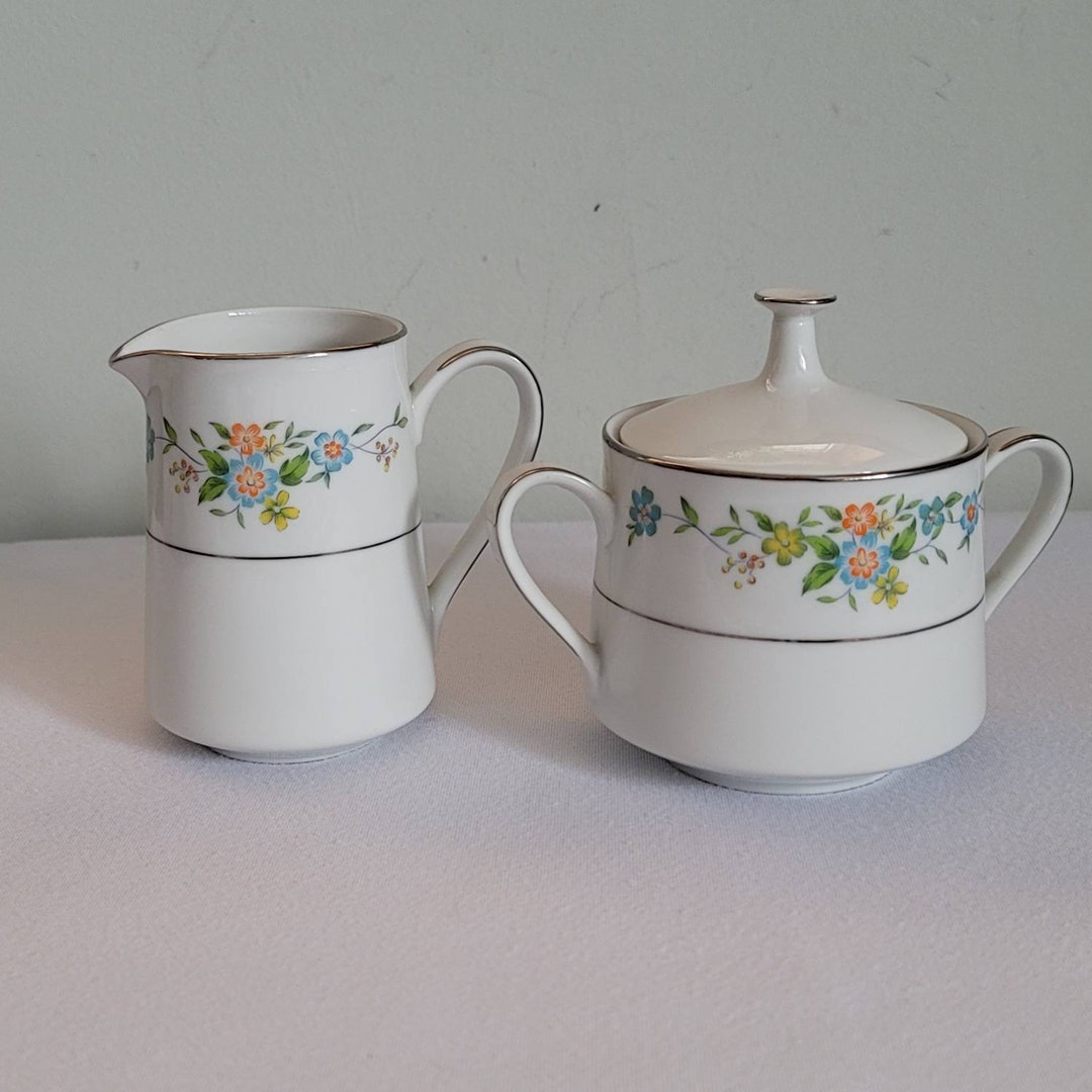 Vintage Noritake Floral Rose Cream and Sugar Bowl Set Etsy