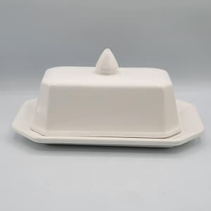 Vintage Porcelain White Covered Butter Dish Pound Butter