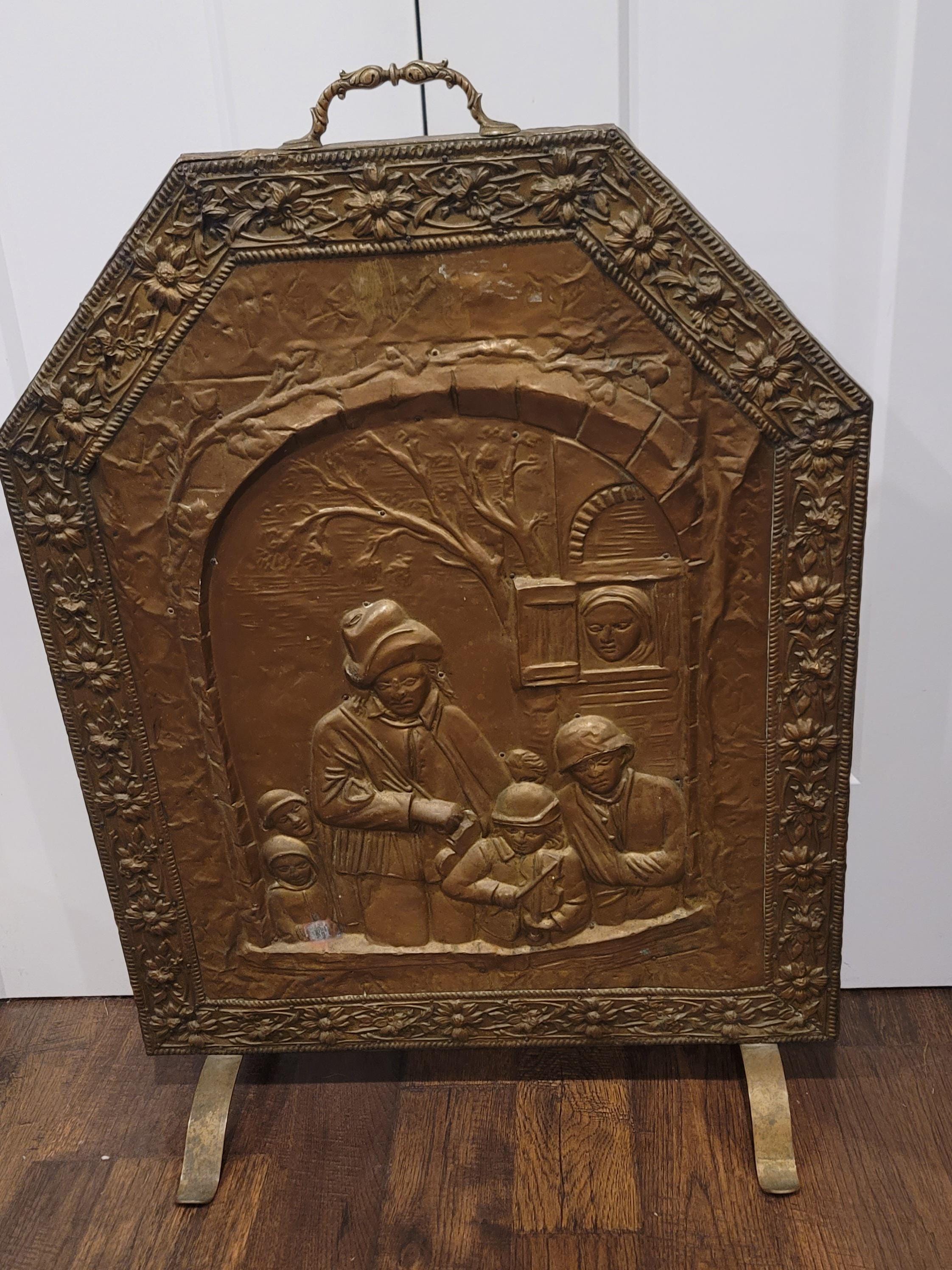 Antique Brass Fireplace Screen Old Country - Etsy
