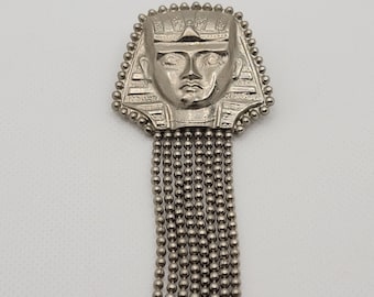 Egyptian Revival Silver Plate Dress Brooch Pin Princess Goddess