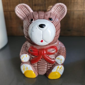 Honey Jar Storage Ceramic Storage Bear Wood Handle