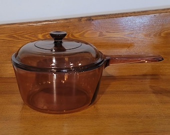 Vintage Vision Glass Pot 1.5 Liter USA Brown Pyrex