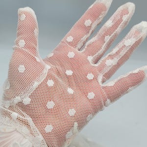Edwardian Gloves white Mesh Nylon Formal gloves wedding gloves Rhinestone