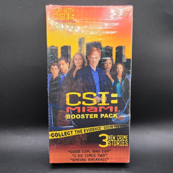 Zestaw boosterów CSI Miami z 2005 r. do gry planszowej CSI 3 Crime Stories, nowy, zapieczętowany