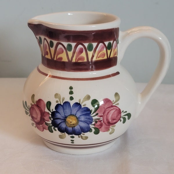 Antique Wechsler Tirolkeramik Schwarz Austria Jug Creamer Floral