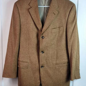 Vintage Biella Italy Tweed Blazer: Brown Silk Wool Blend, 40R