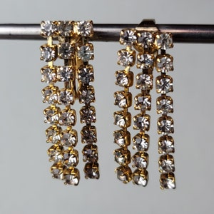 Vintage Rhinestone Gold Clip On Earrings