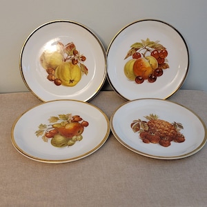 4 dessertborden fruitoogst van Wood Sons Burslem