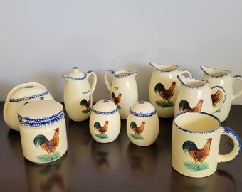 GRYPHON ware Rooster Kitchen Dishes, Farmhouse Chicken Dishes, Yellow Chicken Dishes