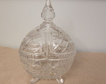 Crystal Candy Bon Bon Dish with Lid 9"