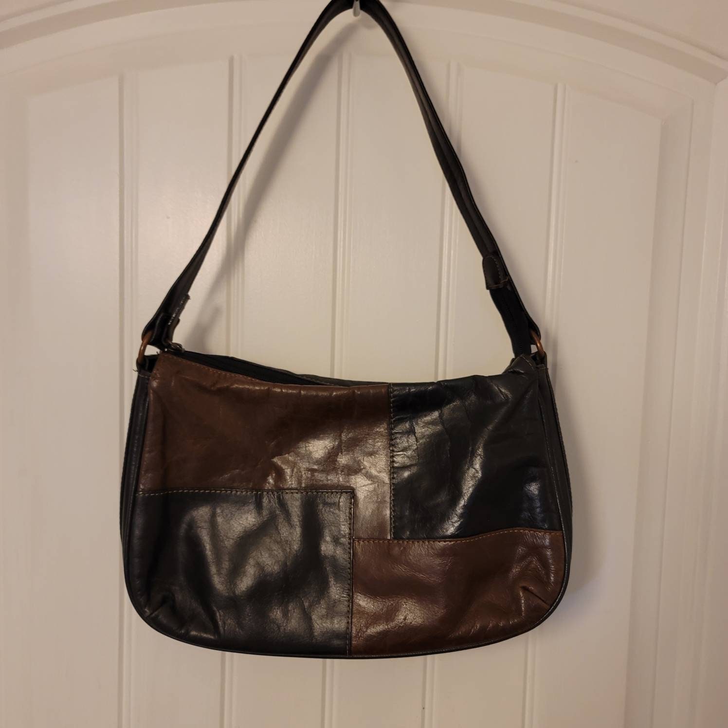 Hush Puppies Brown Leather Shoulder Bag Leather Patch Purse Vintage Handbag Etsy