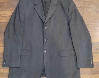 Men's Wool Blazer Jacket Size 46 Tall Long Black
