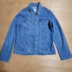 Vintage Women Denim Coat Jean Jacket Size Medium skull sparkles