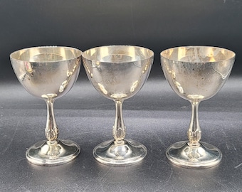 3 Viking Wine Goblets, Silver goblet, Marlboro E P Brass Barware