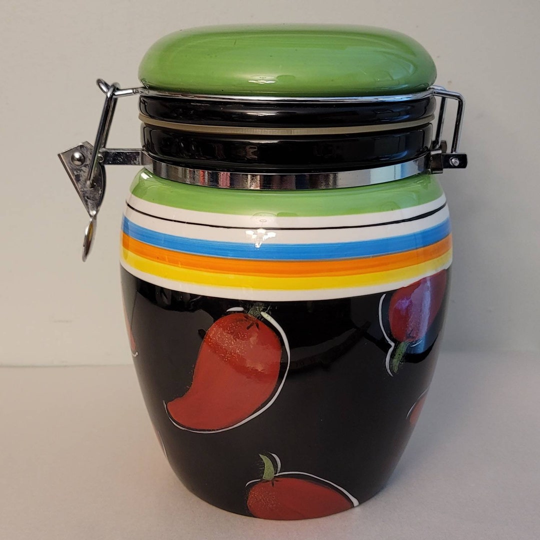 Vintage Kitchen Canister Ceramic Jalapeño Mexican Etsy
