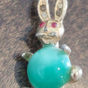 Rabbit Jelly Belly Vintage Rhinestones Brooch Pin
