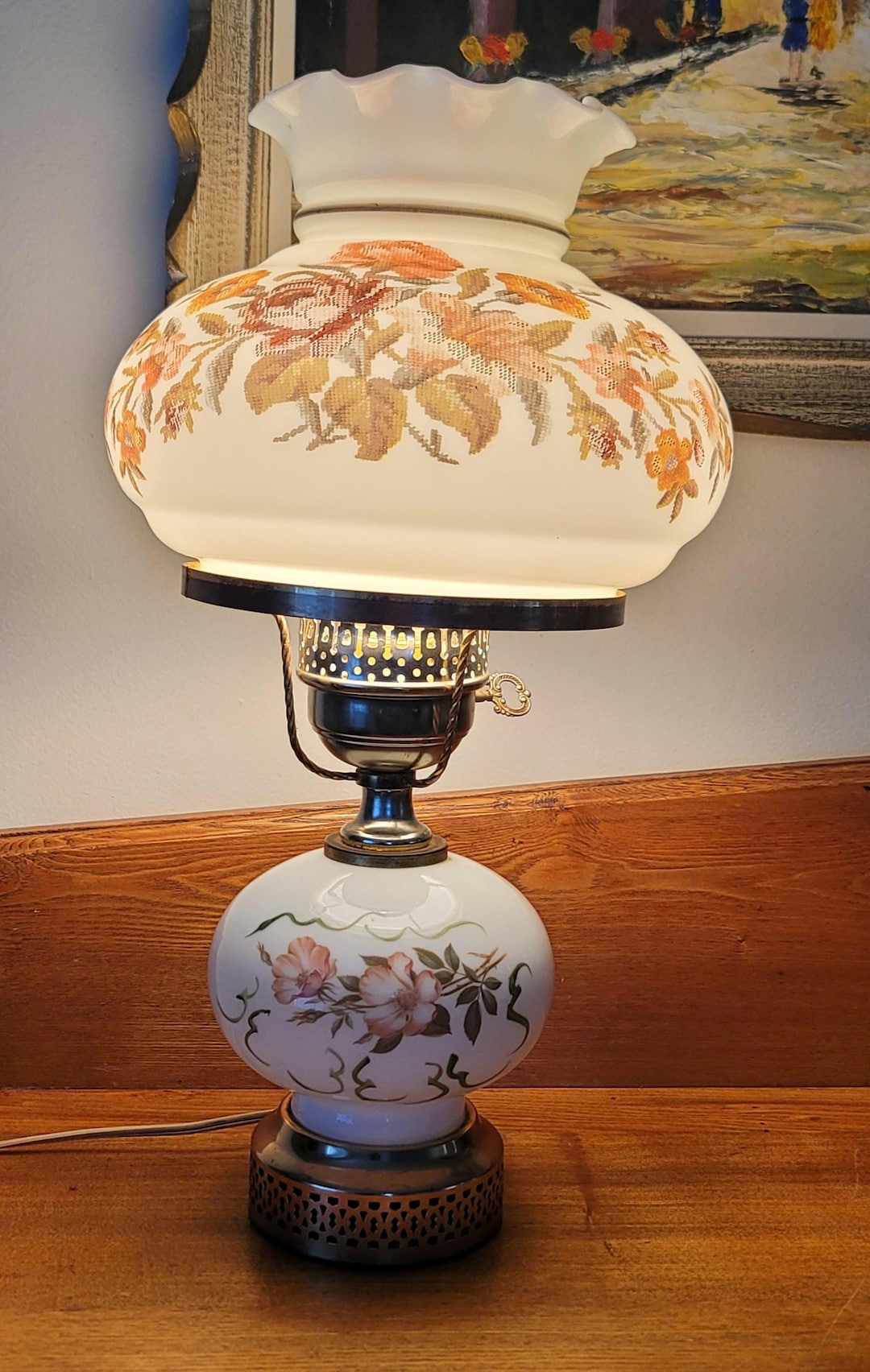 Vintage Tall Vintage QUOIZEL 3-way Light Hurricane Table Lamp