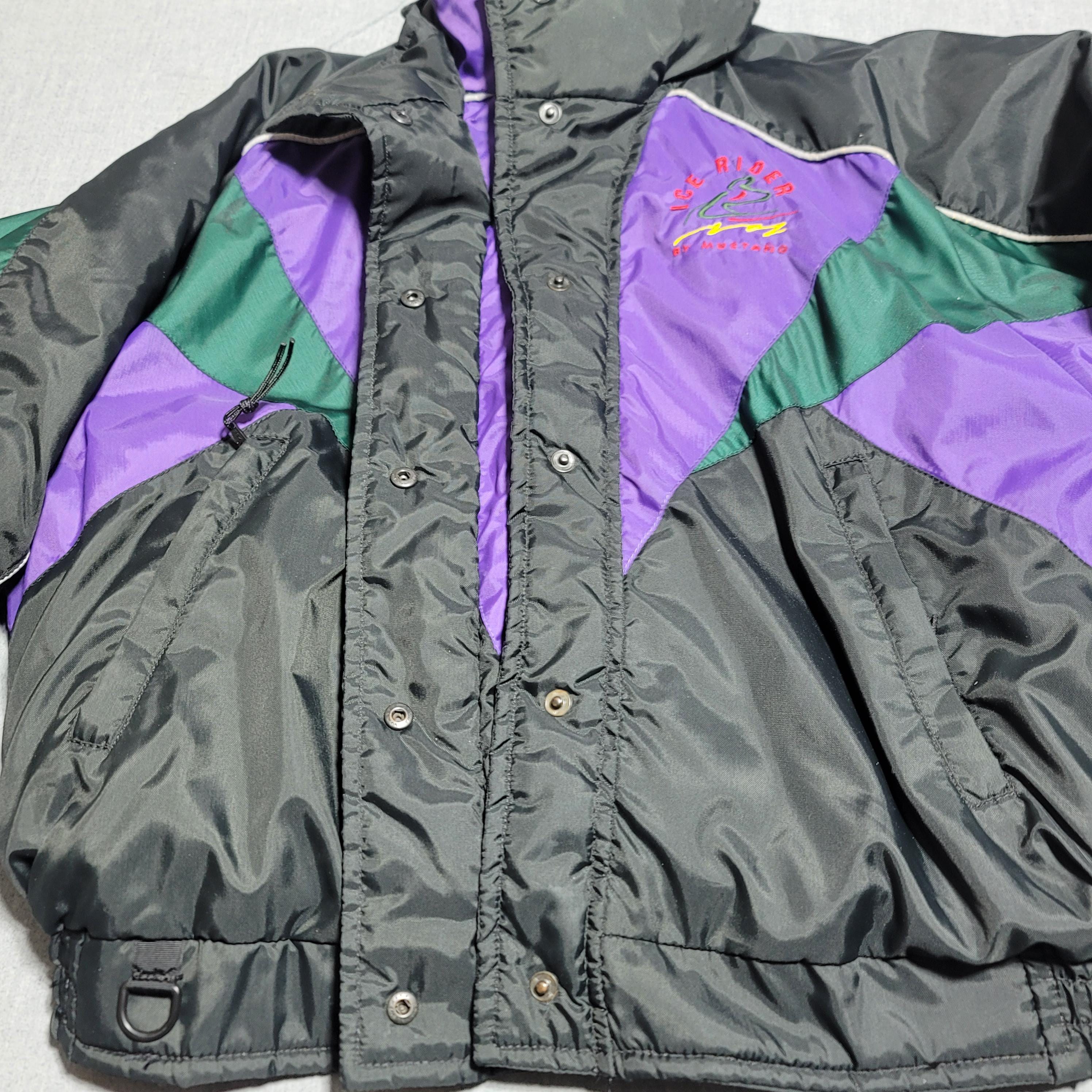 90s Choko Colorblock Black and Purple Racing Jacket Size 16 Snow