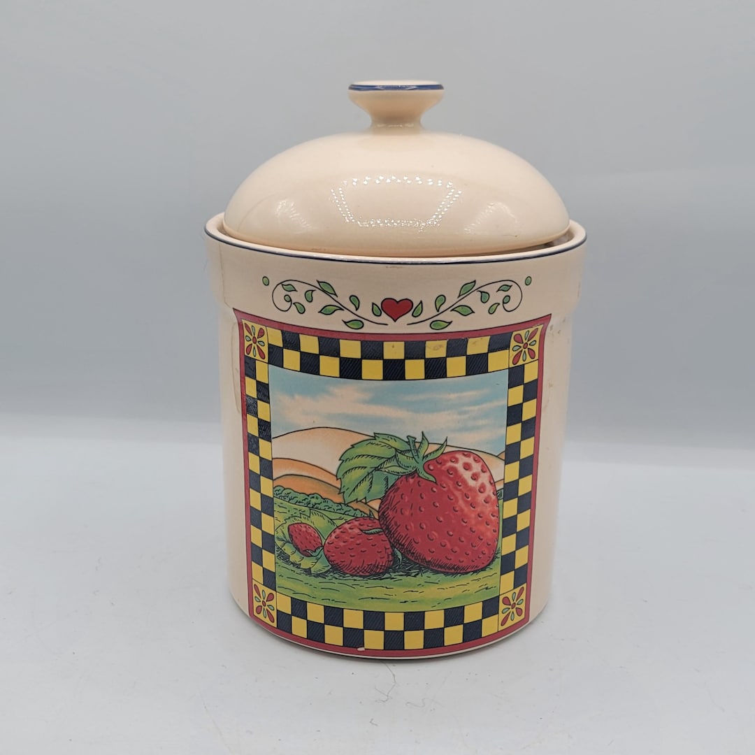 Vintage International Susan Winget Strawberry Canister Ceramic - Etsy