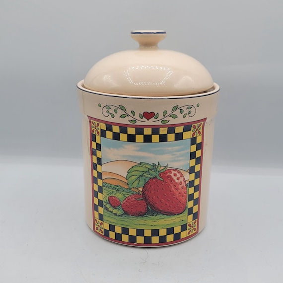 Vintage International Susan Winget Strawberry Canister Ceramic - Etsy