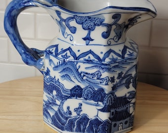 Blue and White Chinoiserie Pitcher Pitcher Chinese