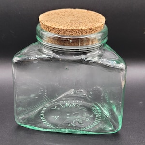 Vintage Italian Glass Canister Sea Green Lid Triangle Shape