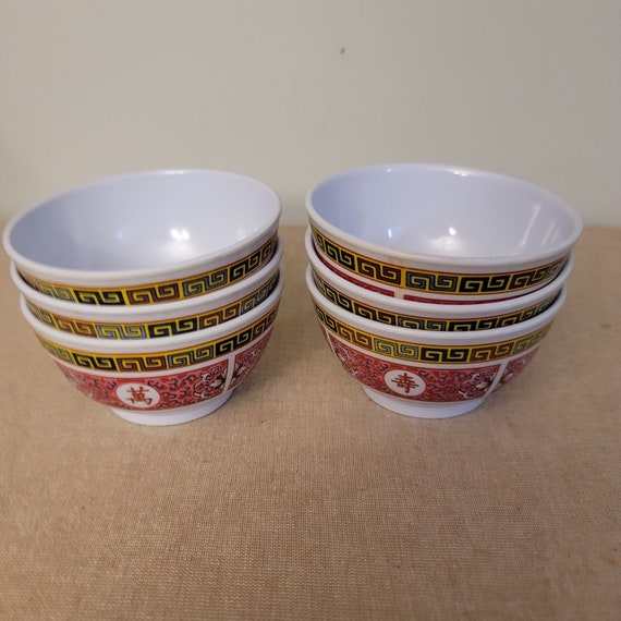 Vintage Chinese Plastic Rice Bowls Sango Melamine Dishes Etsy