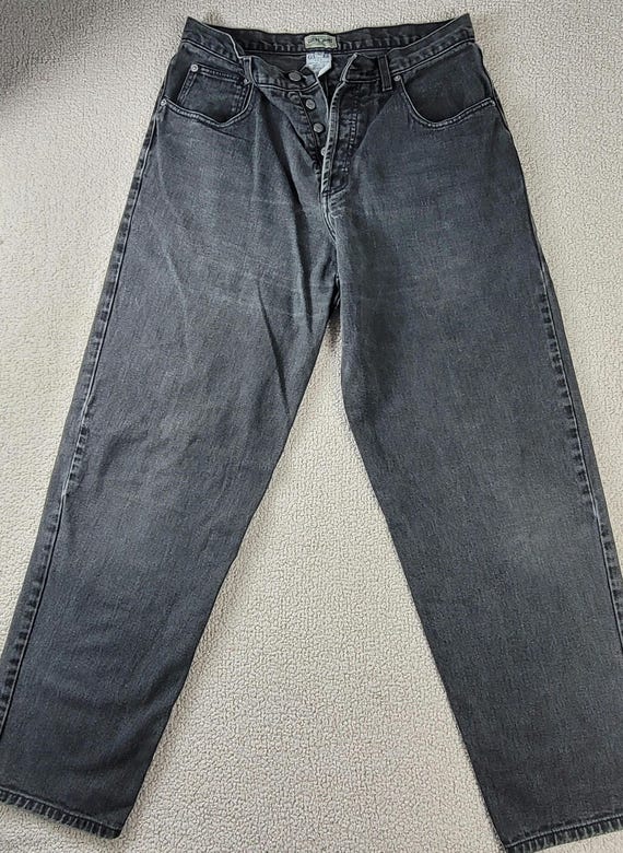 Guess Jeans Mens Size 32 USA Black Gray Logo Pants Baggy Cotton High Rise Button Etsy
