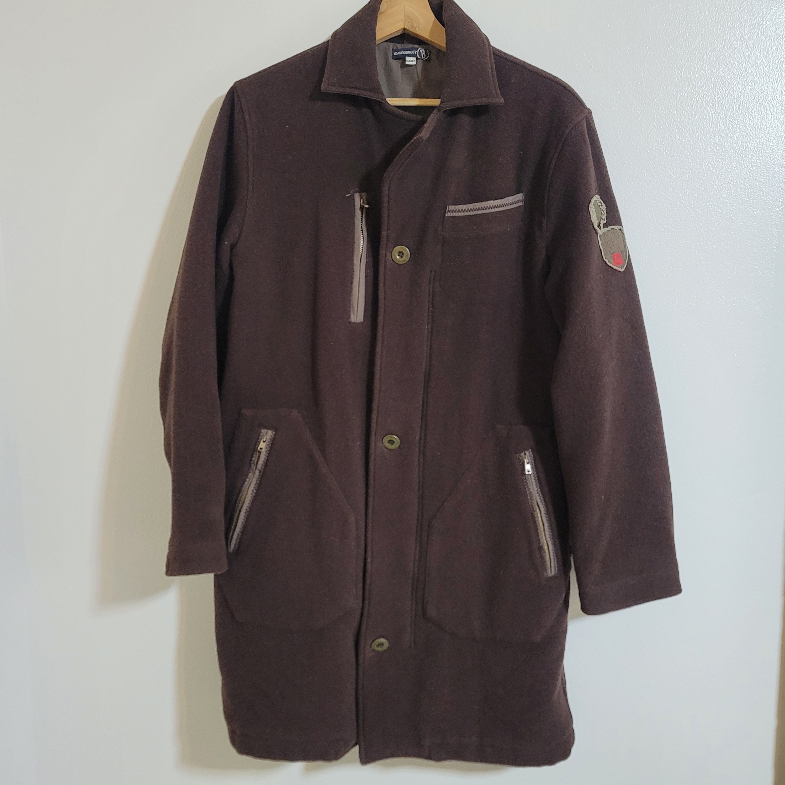 1940er Jahre Militär Armee Mantel Jacke Lange Wollmischung Braun Jean Bourget Brust 38 Frankreich WW2